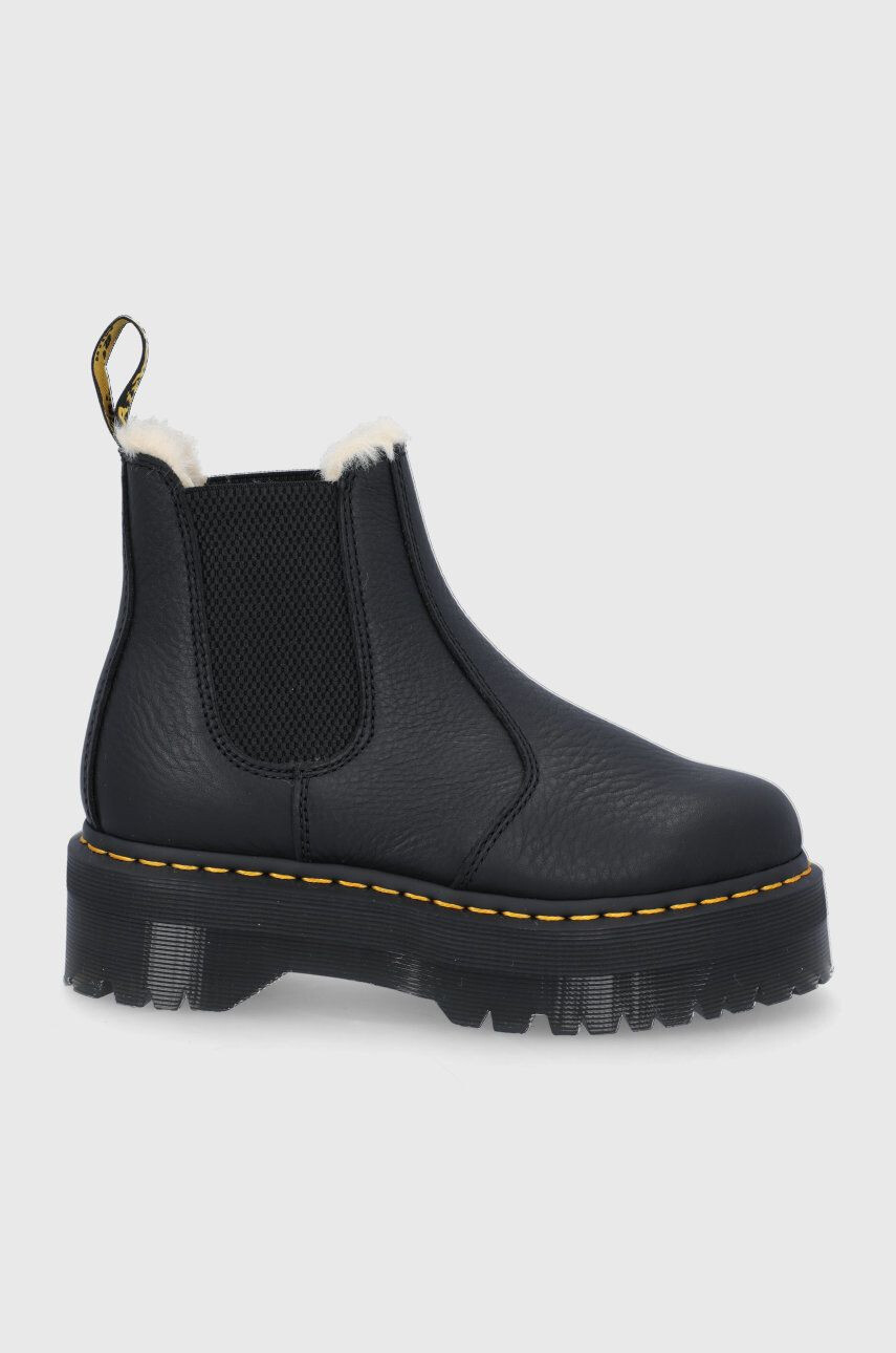 Dr. Martens Kožené kotníkové boty 2976 Quad Fl dámské černá barva na platformě zateplené 25635001 - Pepit.cz