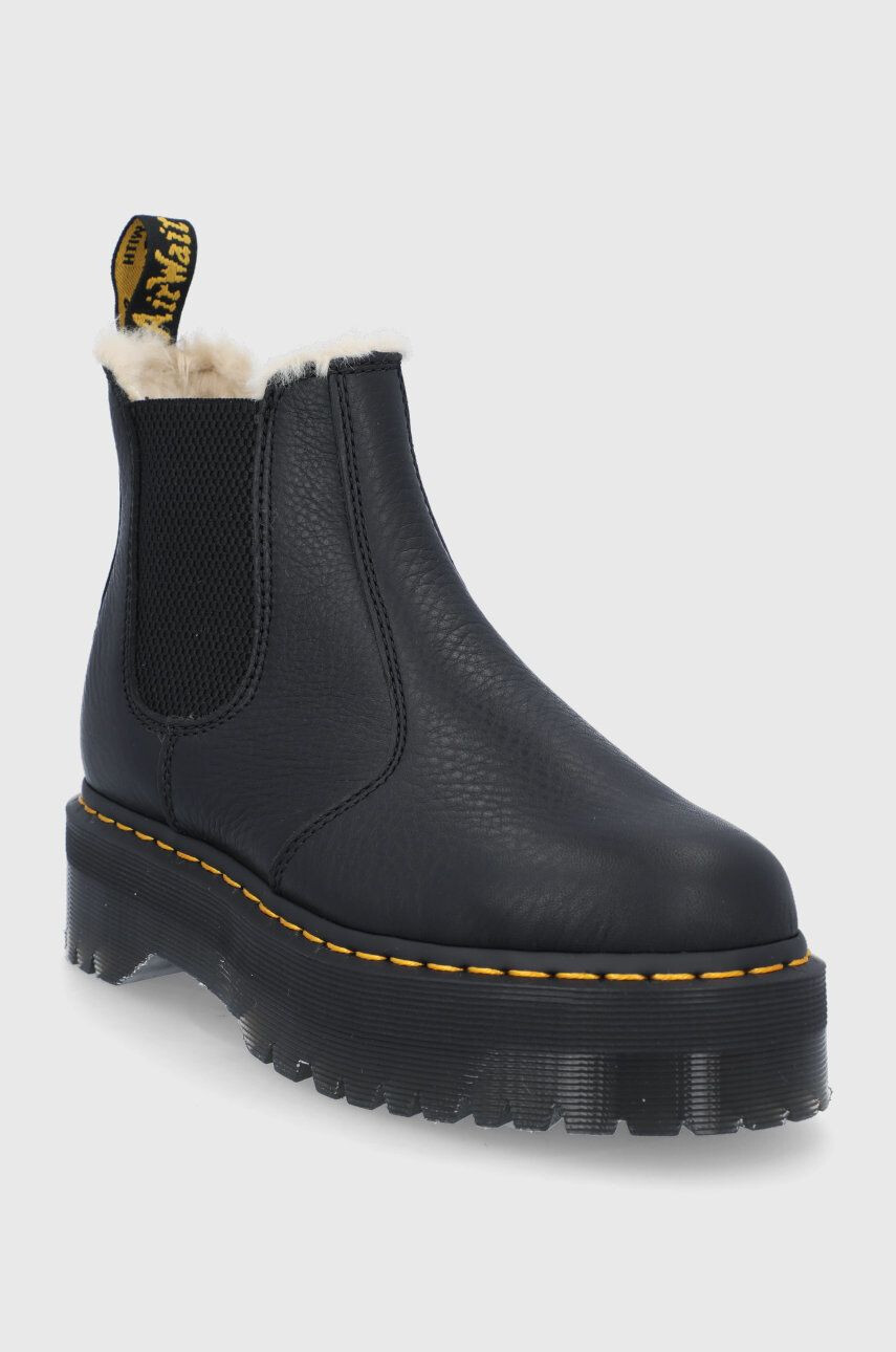 Dr. Martens Kožené kotníkové boty 2976 Quad Fl dámské černá barva na platformě zateplené 25635001 - Pepit.cz