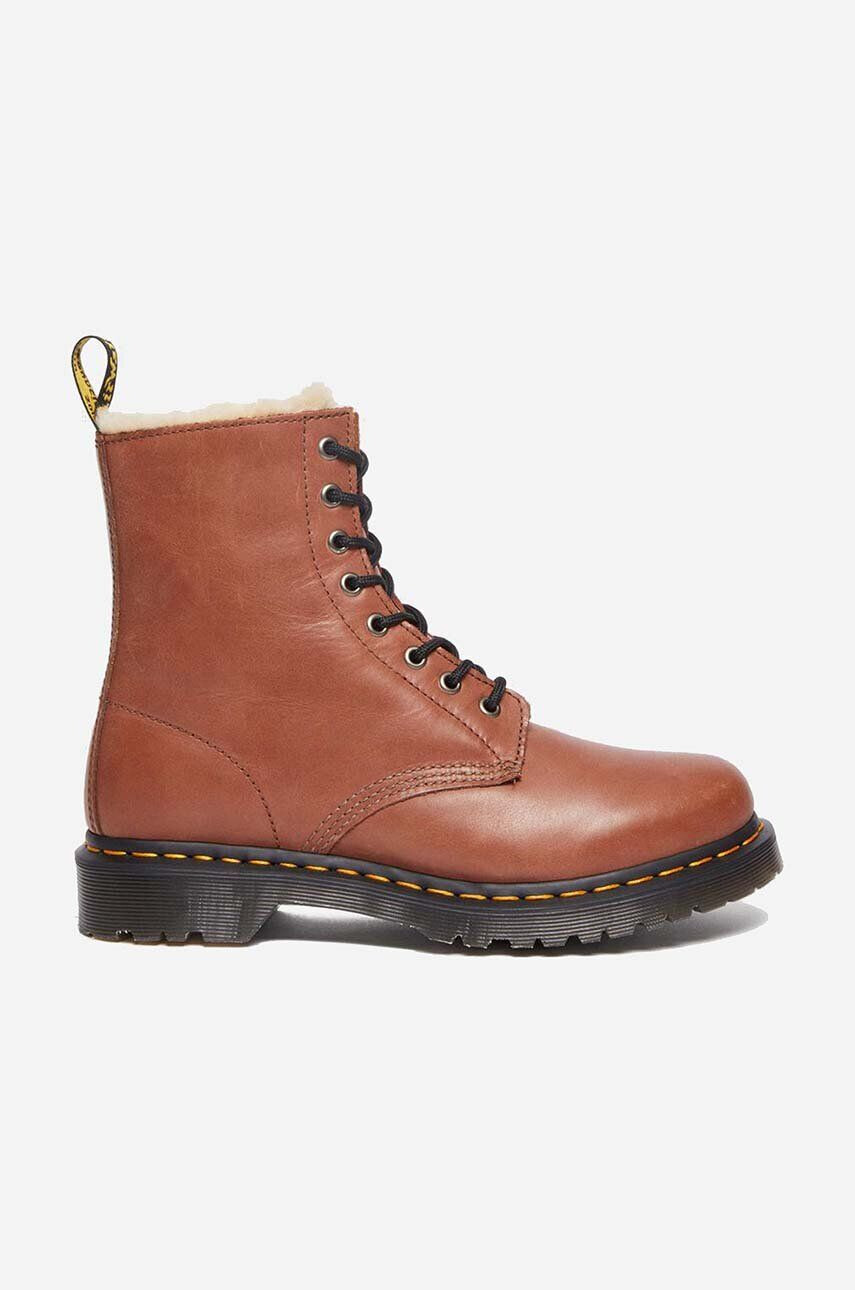 Dr. Martens Kožené kotníkové boty 1460 Serena dámské hnědá barva na plochém podpatku lehce zateplené DM27782225 - Pepit.cz