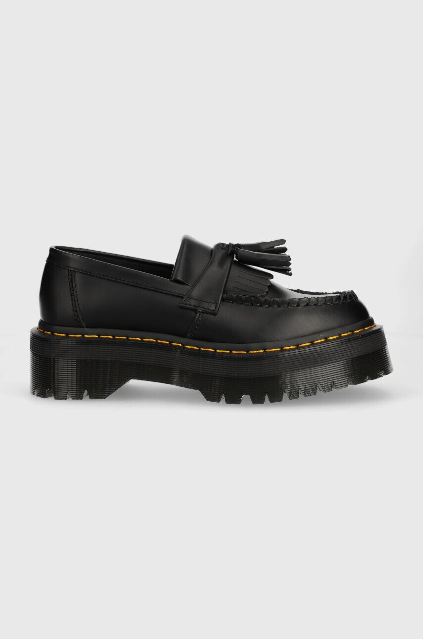 Dr. Martens Kožené mokasíny Adrian Quad dámské černá barva na platformě DM27989001 - Pepit.cz