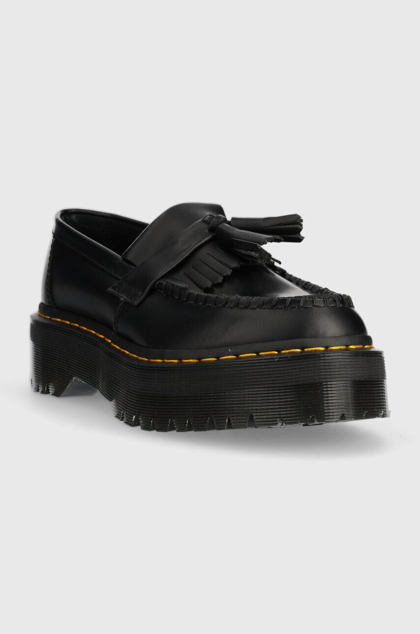 Dr. Martens Kožené mokasíny Adrian Quad dámské černá barva na platformě DM27989001 - Pepit.cz