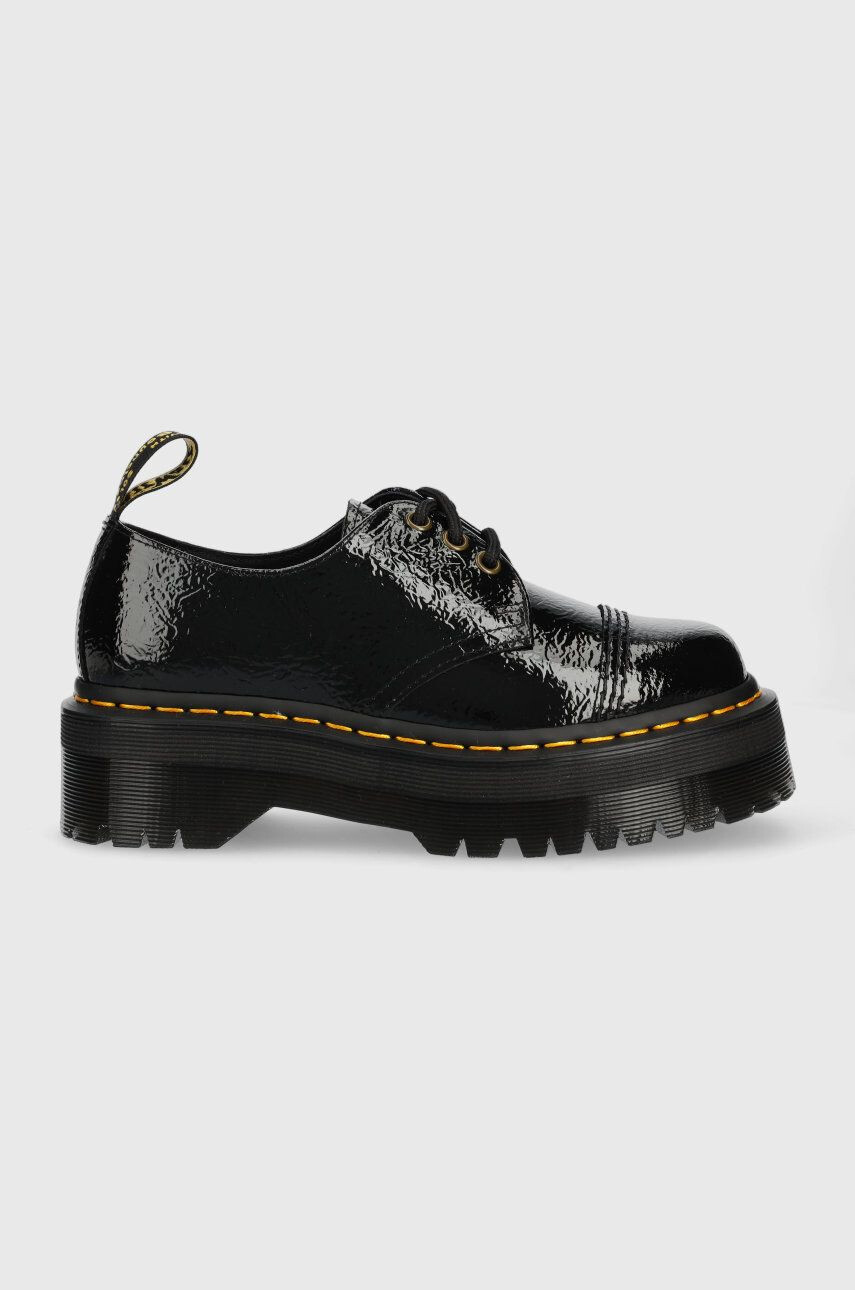 Dr. Martens Kožené polobotky 1461 Quad Tc dámské černá barva na plochém podpatku - Pepit.cz