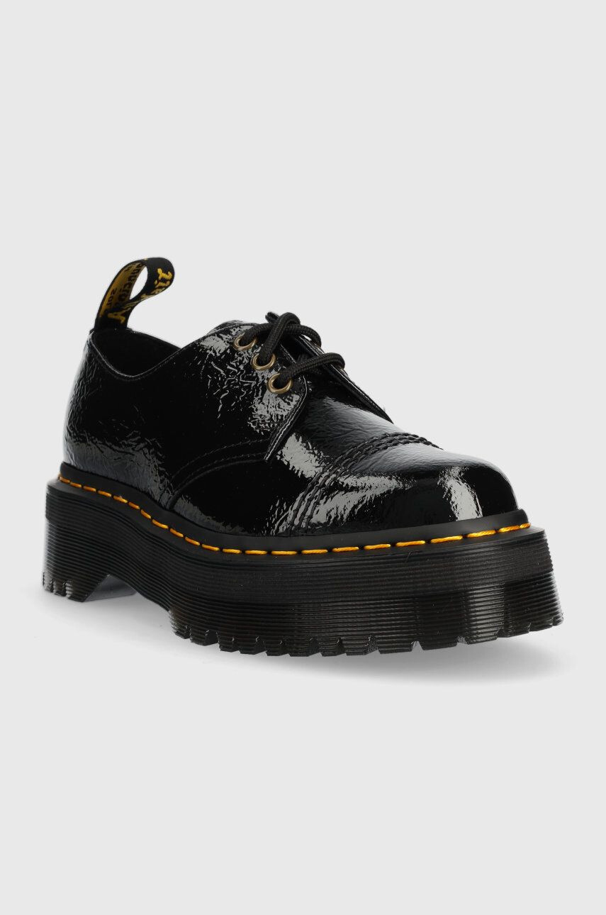 Dr. Martens Kožené polobotky 1461 Quad Tc dámské černá barva na plochém podpatku - Pepit.cz