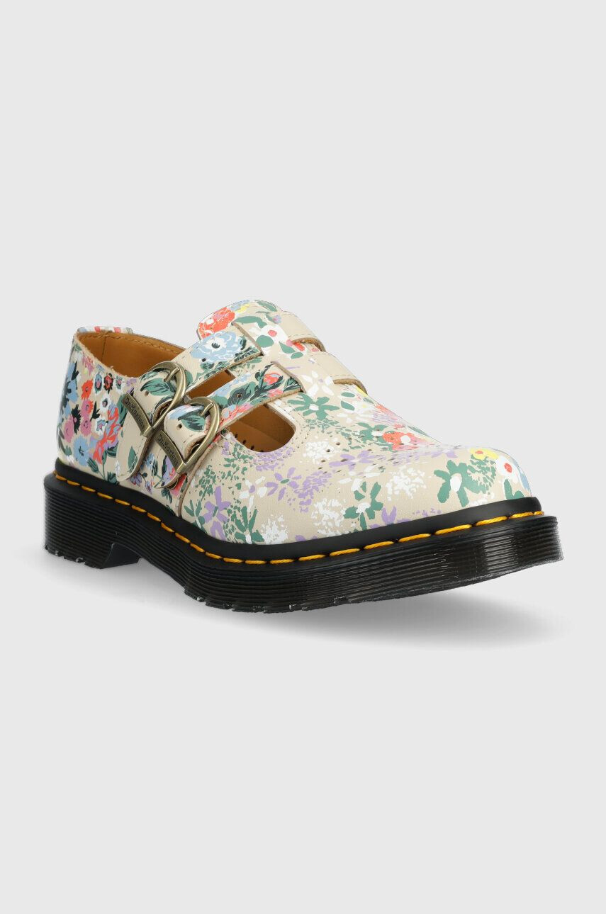 Dr. Martens Kožené polobotky 8065 dámské béžová barva na plochém podpatku DM30793292 DM30793292-Parchment - Pepit.cz