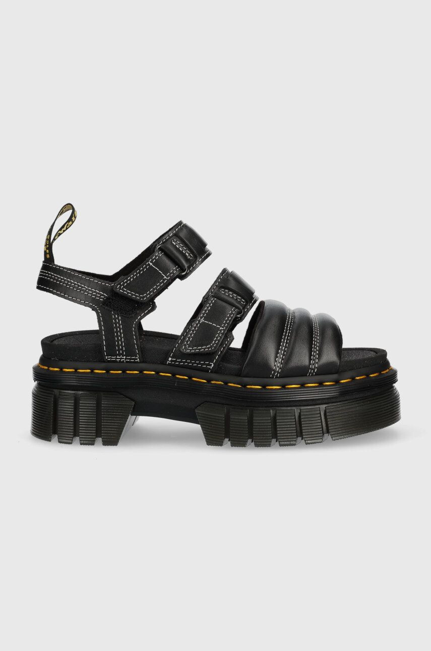 Dr. Martens Kožené sandály Ricki 3-strap dámské černá barva na platformě - Pepit.cz