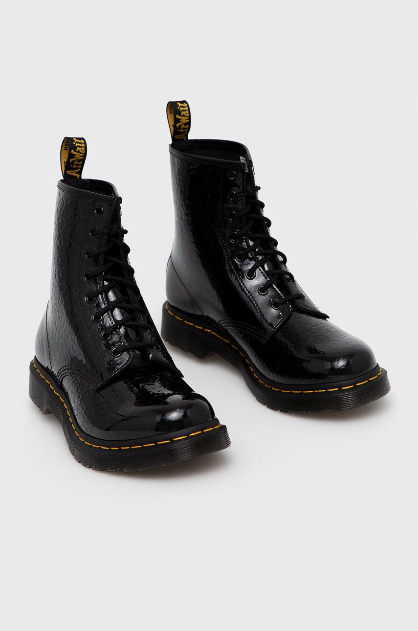 Dr. Martens Kožené workery 1460 dámské černá barva na plochém podpatku - Pepit.cz