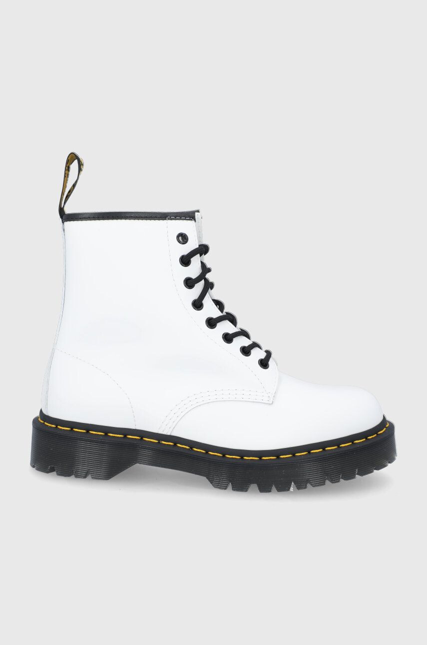 Dr. Martens Kožené workery 1460 Bex dámské bílá barva na plochém podpatku - Pepit.cz