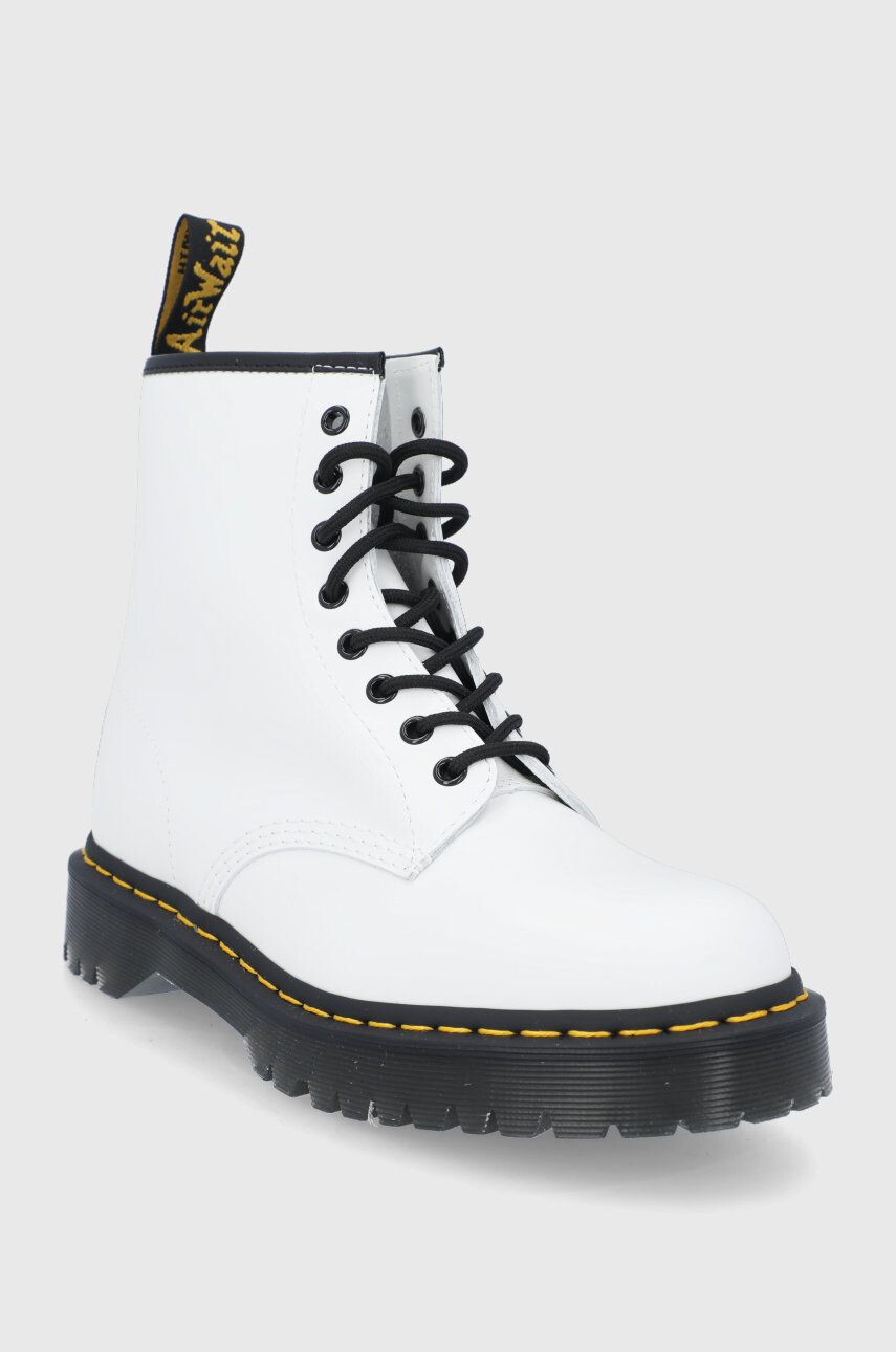 Dr. Martens Kožené workery 1460 Bex dámské bílá barva na plochém podpatku - Pepit.cz