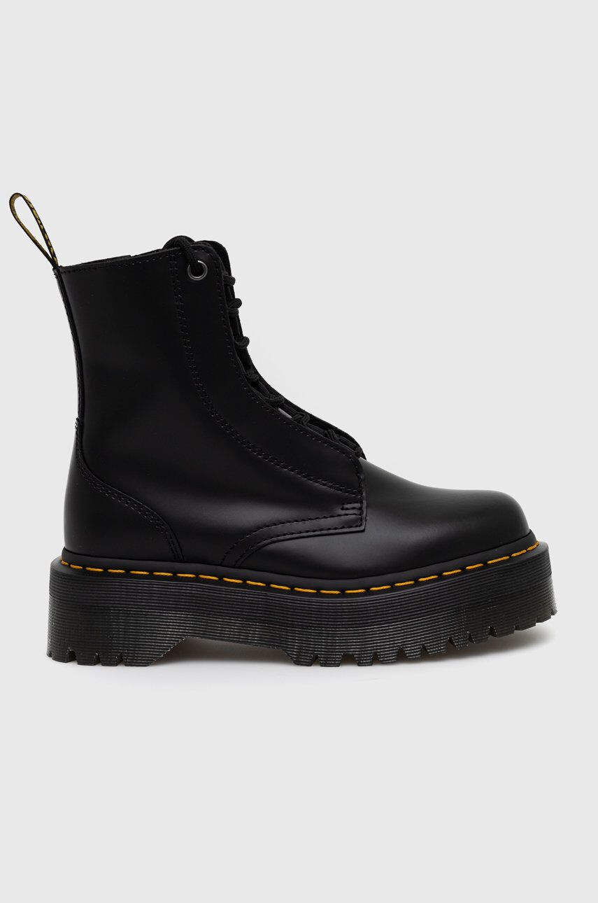 Dr. Martens Kožené workery dámské černá barva na plochém podpatku - Pepit.cz