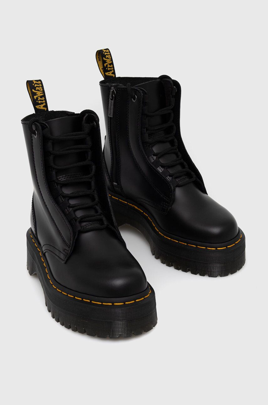 Dr. Martens Kožené workery dámské černá barva na plochém podpatku - Pepit.cz