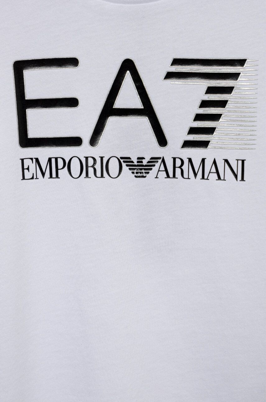 EA7 Emporio Armani Bavlněné tričko bílá barva s potiskem - Pepit.cz