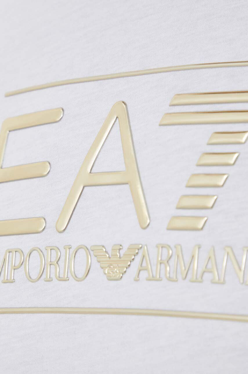 EA7 Emporio Armani Bavlněné tričko bílá barva s potiskem - Pepit.cz