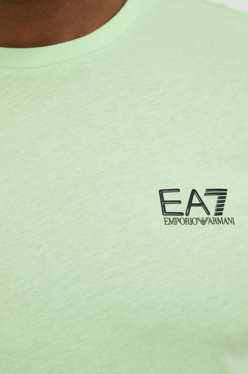 EA7 Emporio Armani Bavlněné tričko zelená barva - Pepit.cz