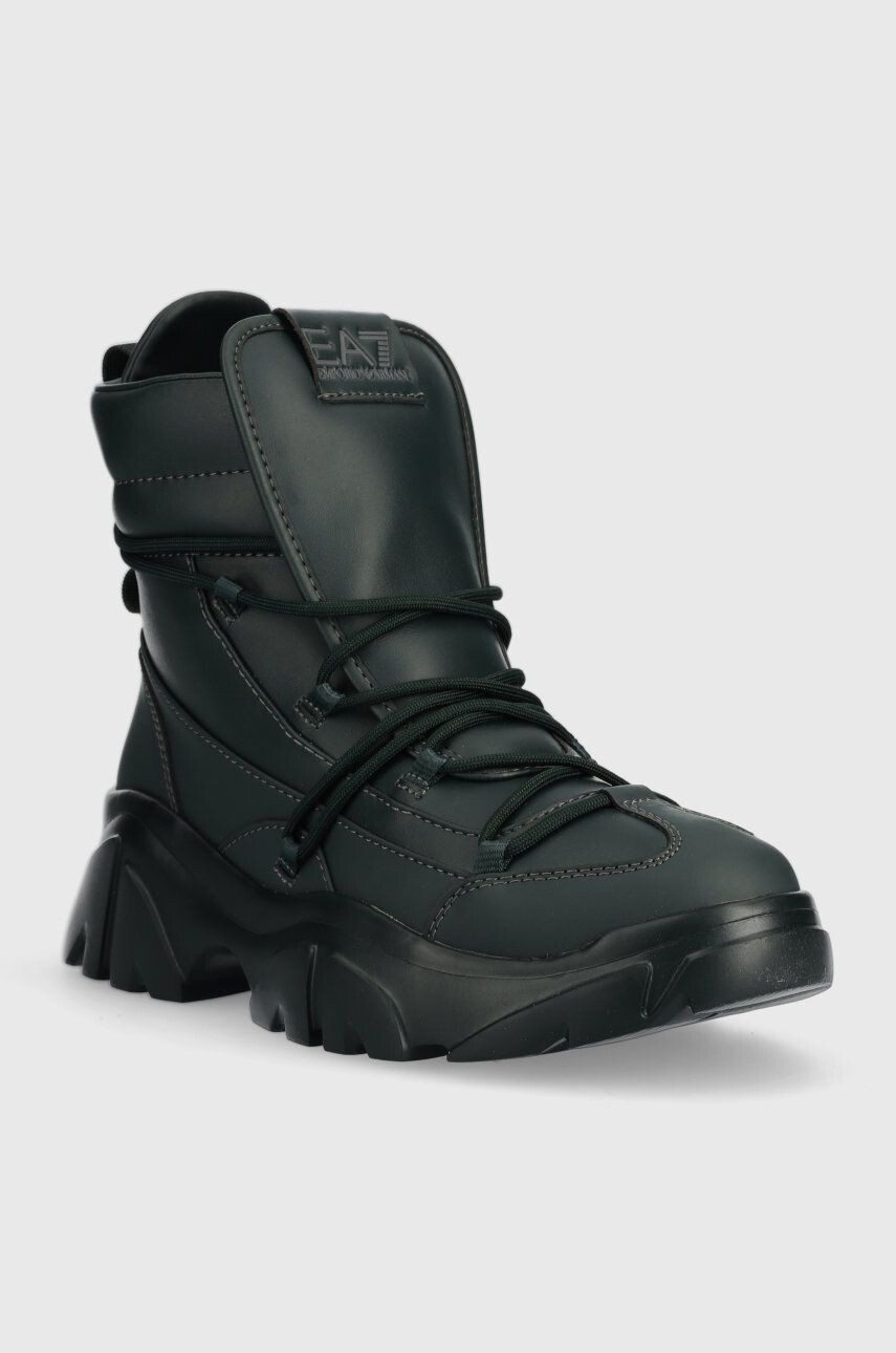 EA7 Emporio Armani Boty Boot Flakes zelená barva - Pepit.cz