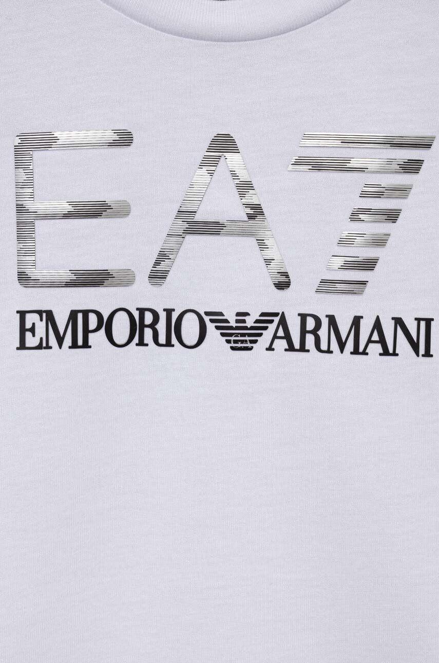 EA7 Emporio Armani Dětská bavlněná košile s dlouhým rukávem bílá barva s potiskem - Pepit.cz