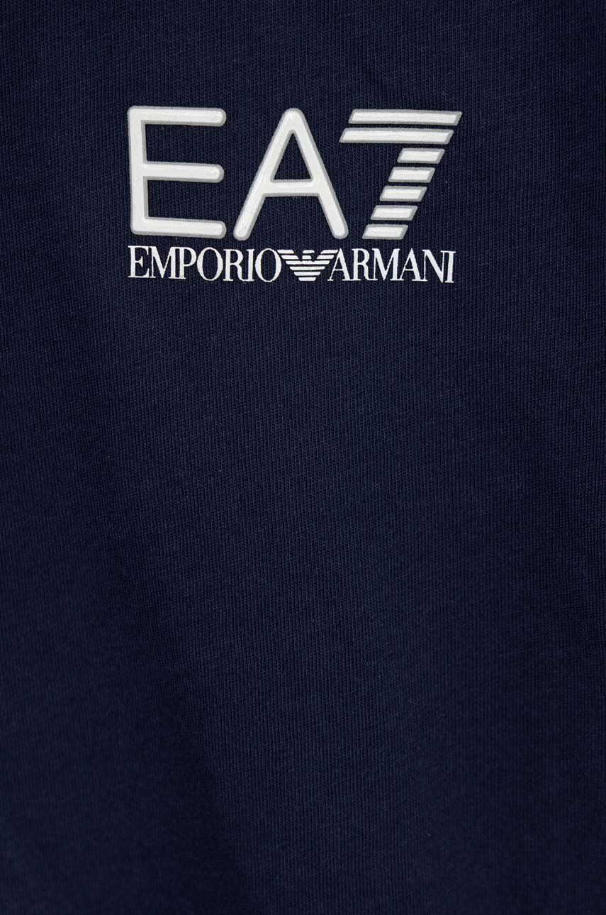 EA7 Emporio Armani Dětská bavlněná polokošile tmavomodrá barva - Pepit.cz