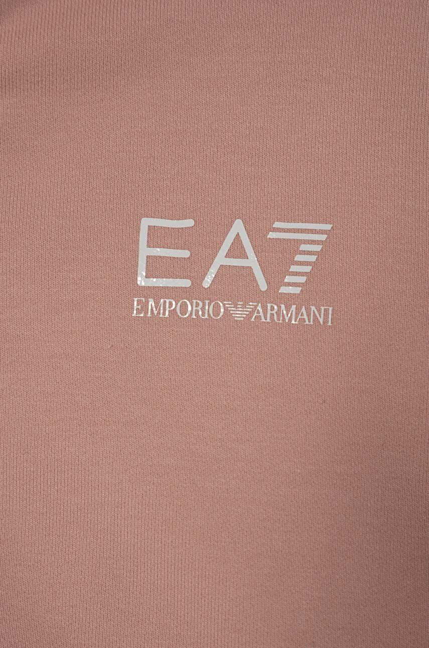 EA7 Emporio Armani Dětská mikina růžová barva s potiskem - Pepit.cz