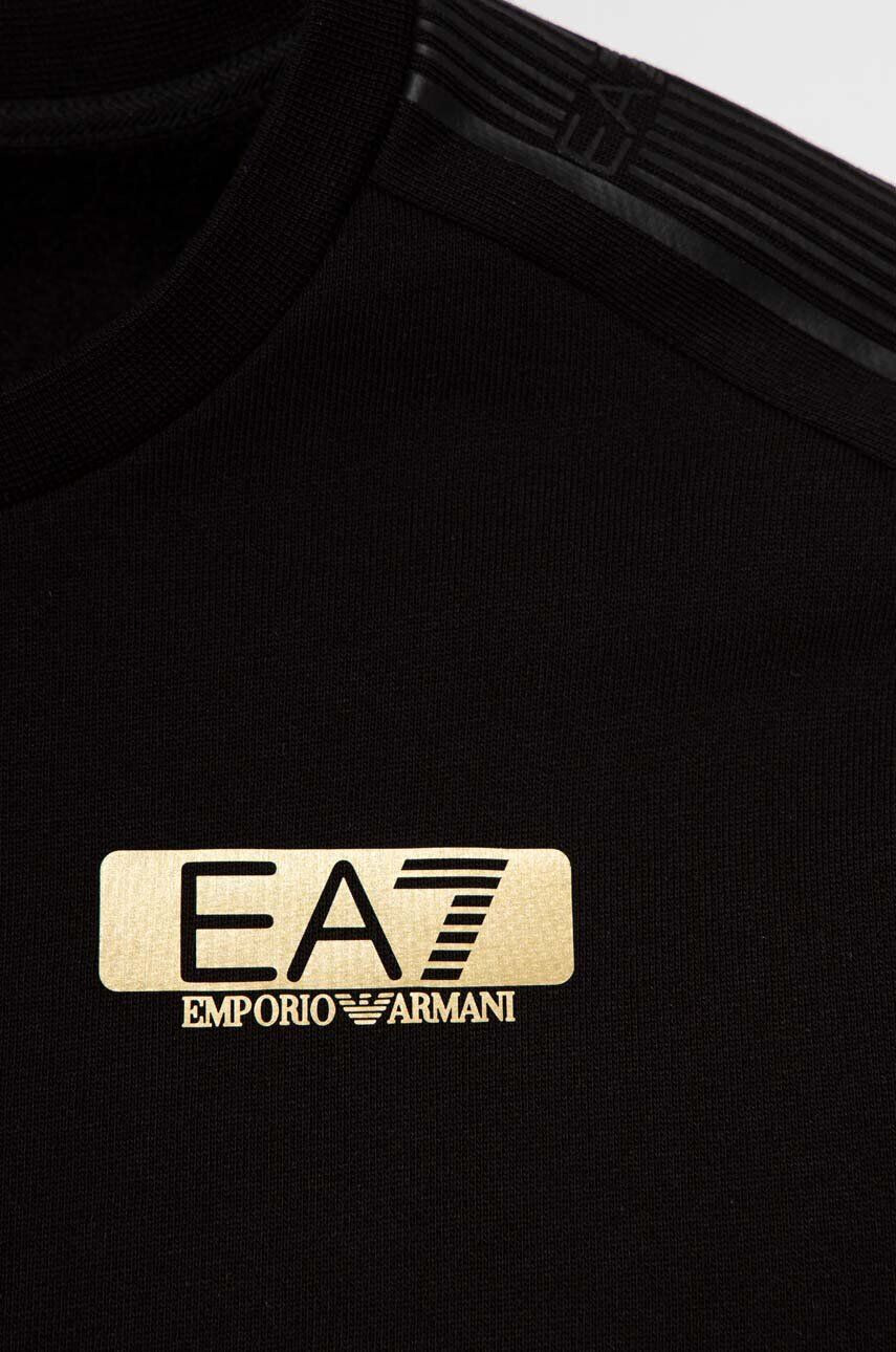 EA7 Emporio Armani Dětská mikina černá barva s potiskem - Pepit.cz