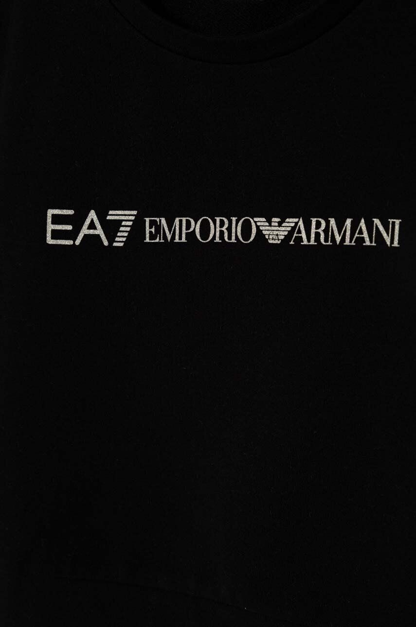 EA7 Emporio Armani Dětská mikina černá barva s potiskem - Pepit.cz