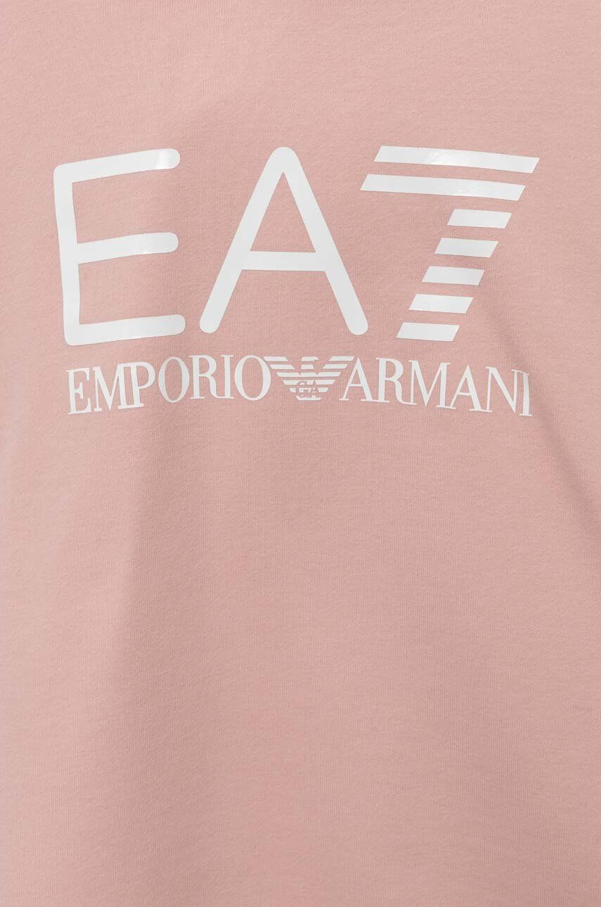 EA7 Emporio Armani Dětská mikina růžová barva s kapucí s potiskem - Pepit.cz