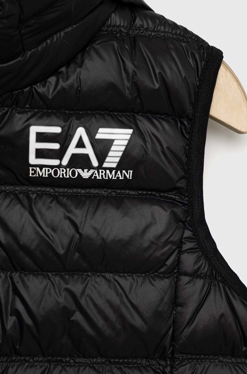 EA7 Emporio Armani Dětská péřová vesta černá barva - Pepit.cz