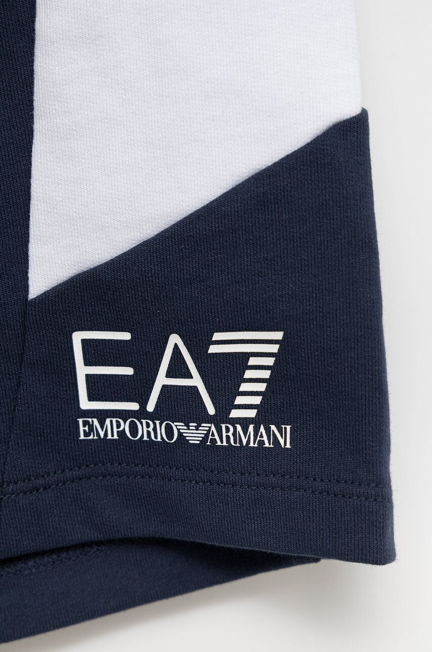 EA7 Emporio Armani Dětské bavlněné šortky tmavomodrá barva - Pepit.cz