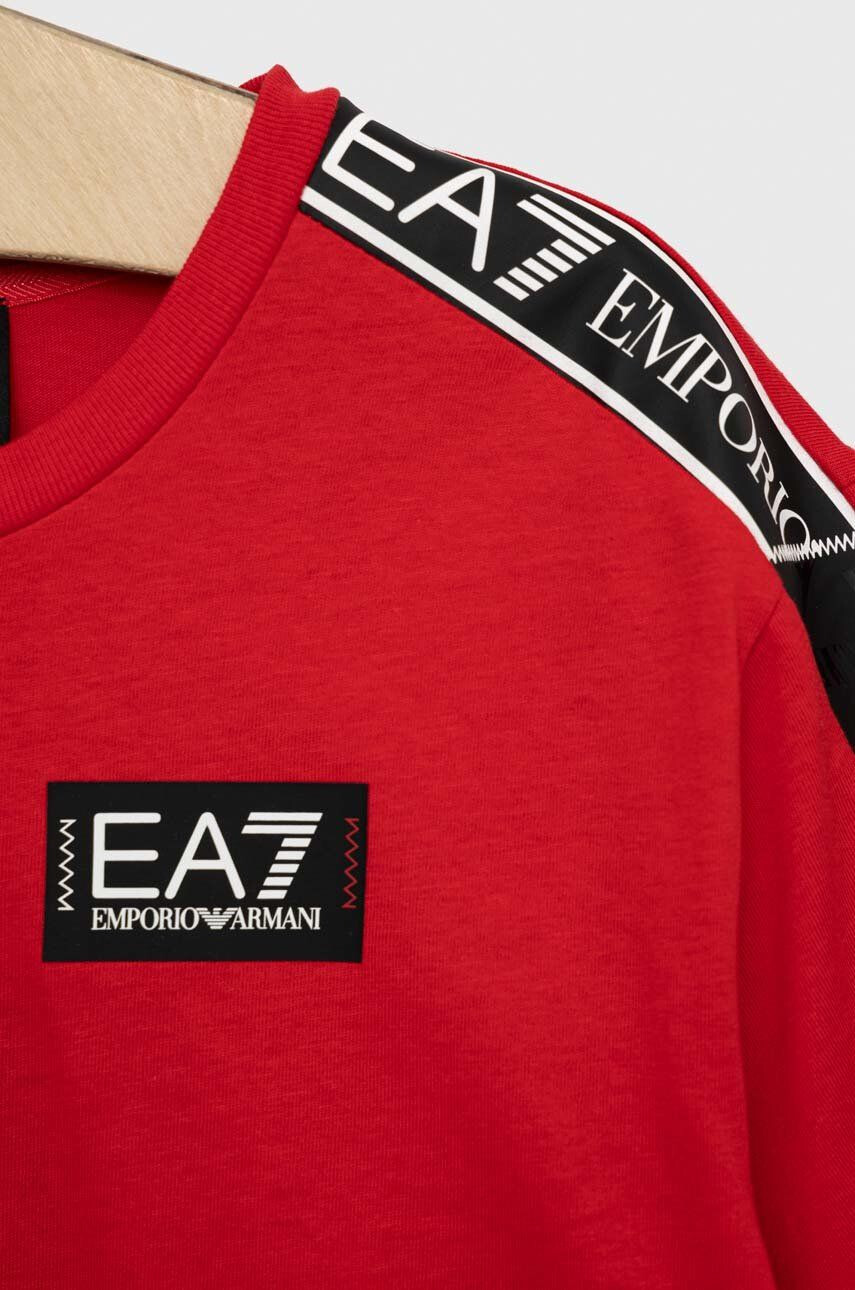 EA7 Emporio Armani Dětské bavlněné tričko tmavomodrá barva s potiskem - Pepit.cz