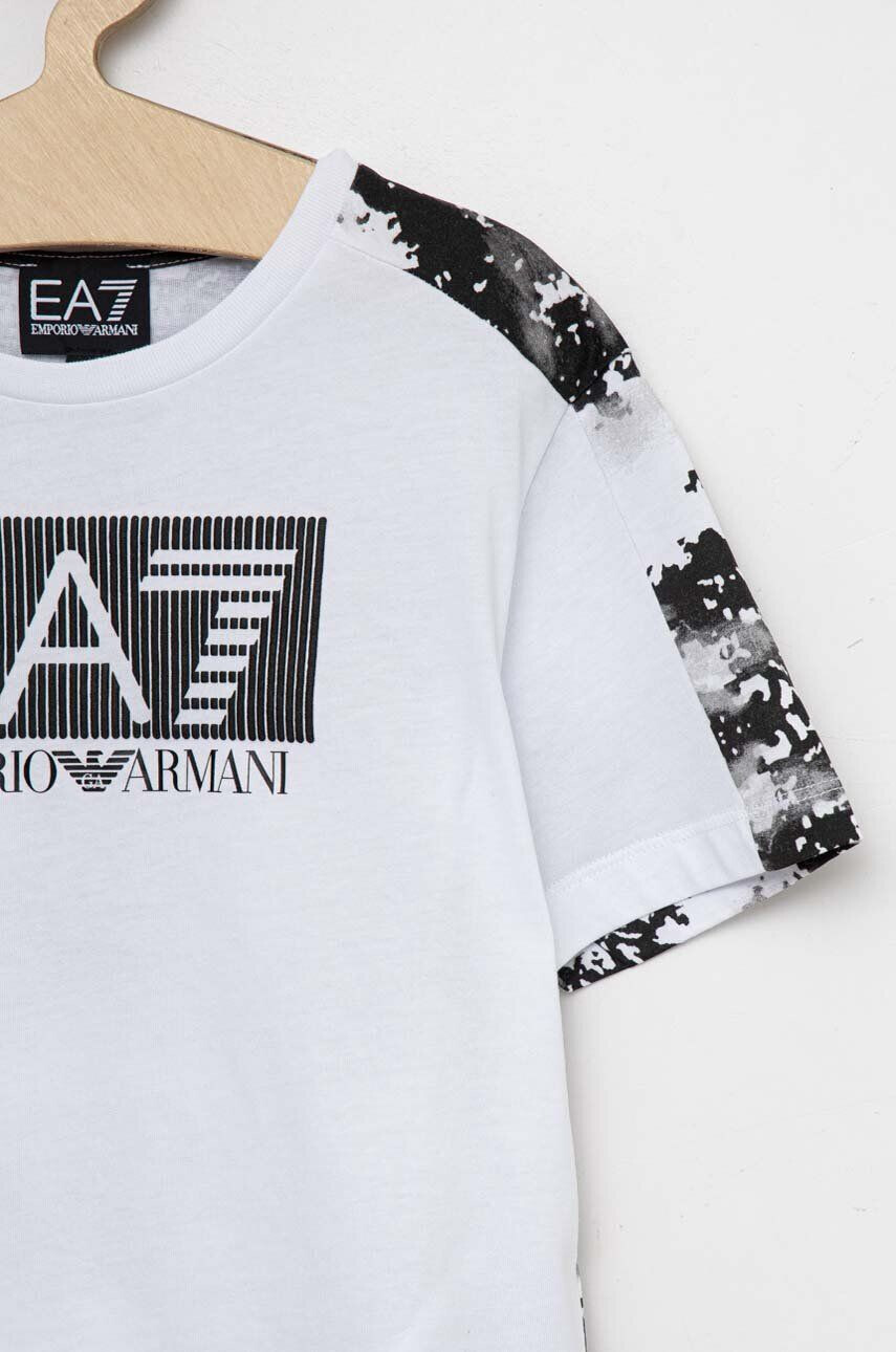 EA7 Emporio Armani Dětské bavlněné tričko bílá barva - Pepit.cz