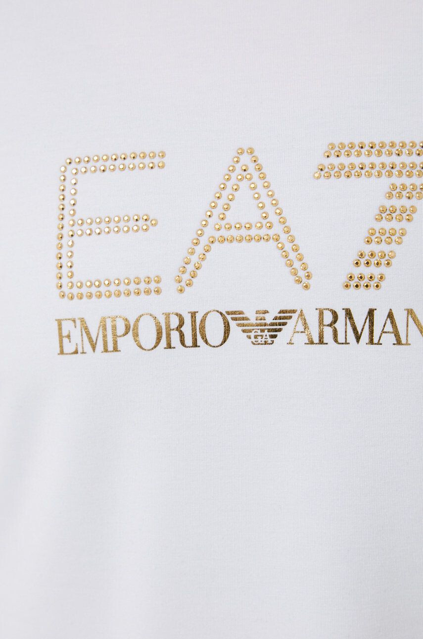 EA7 Emporio Armani Mikina dámská bílá barva s aplikací - Pepit.cz