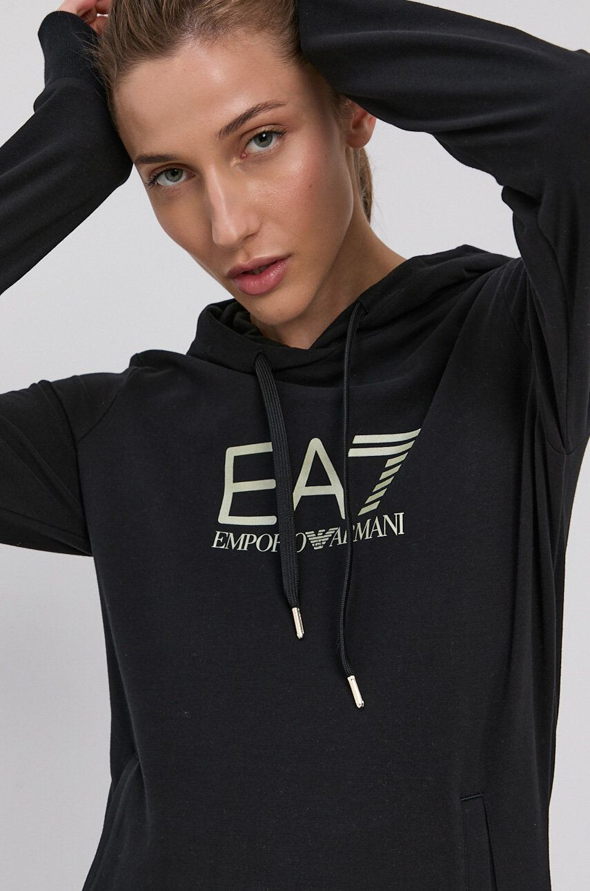 EA7 Emporio Armani Mikina dámská černá barva hladká - Pepit.cz