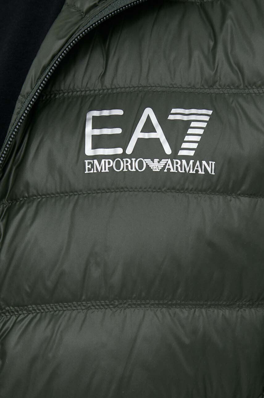 EA7 Emporio Armani Péřová bunda pánská zelená barva přechodná - Pepit.cz