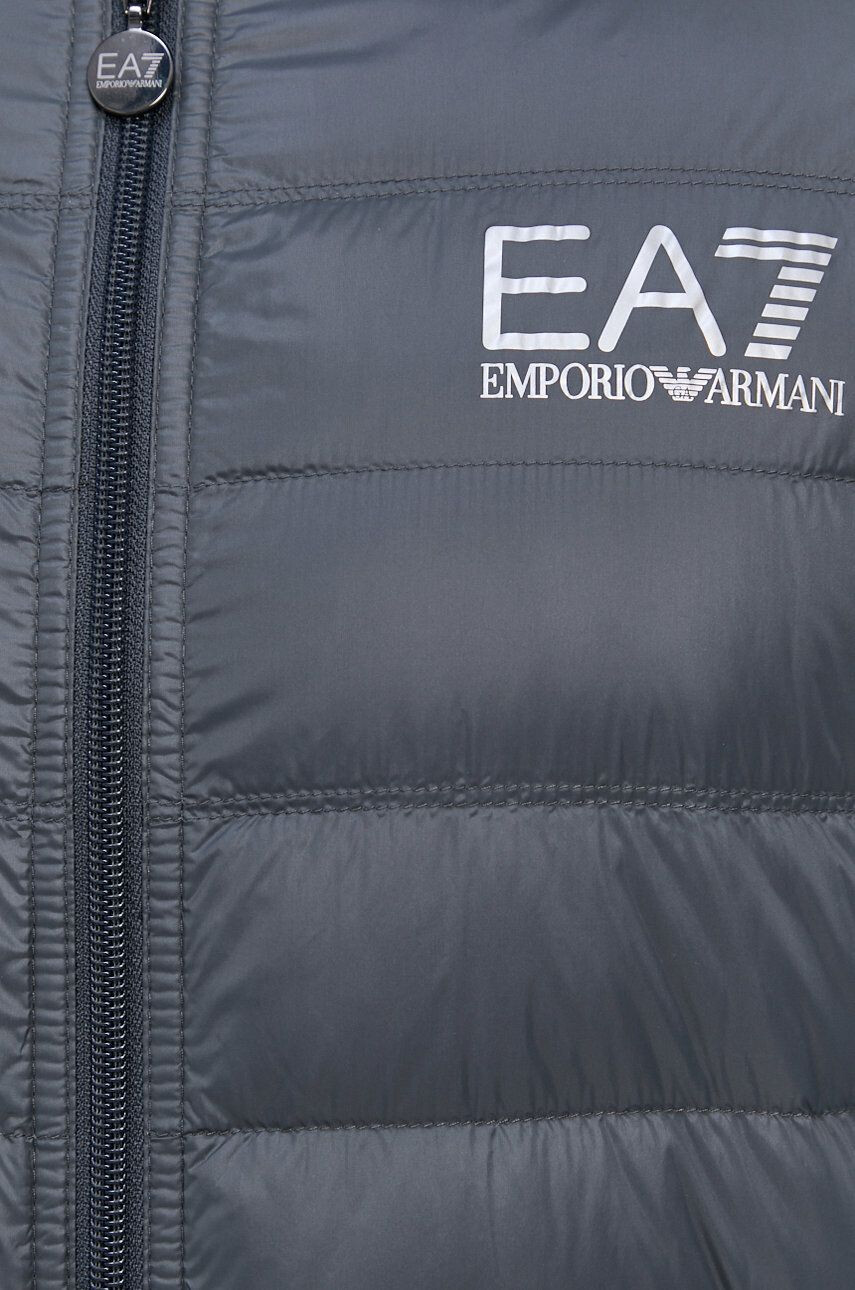 EA7 Emporio Armani Péřová bunda pánská šedá barva přechodná - Pepit.cz