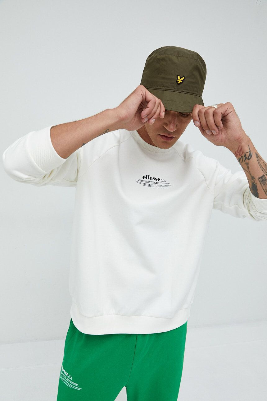 Ellesse Bavlněná mikina pánská zelená barva s kapucí s aplikací SHP16446-Khaki - Pepit.cz