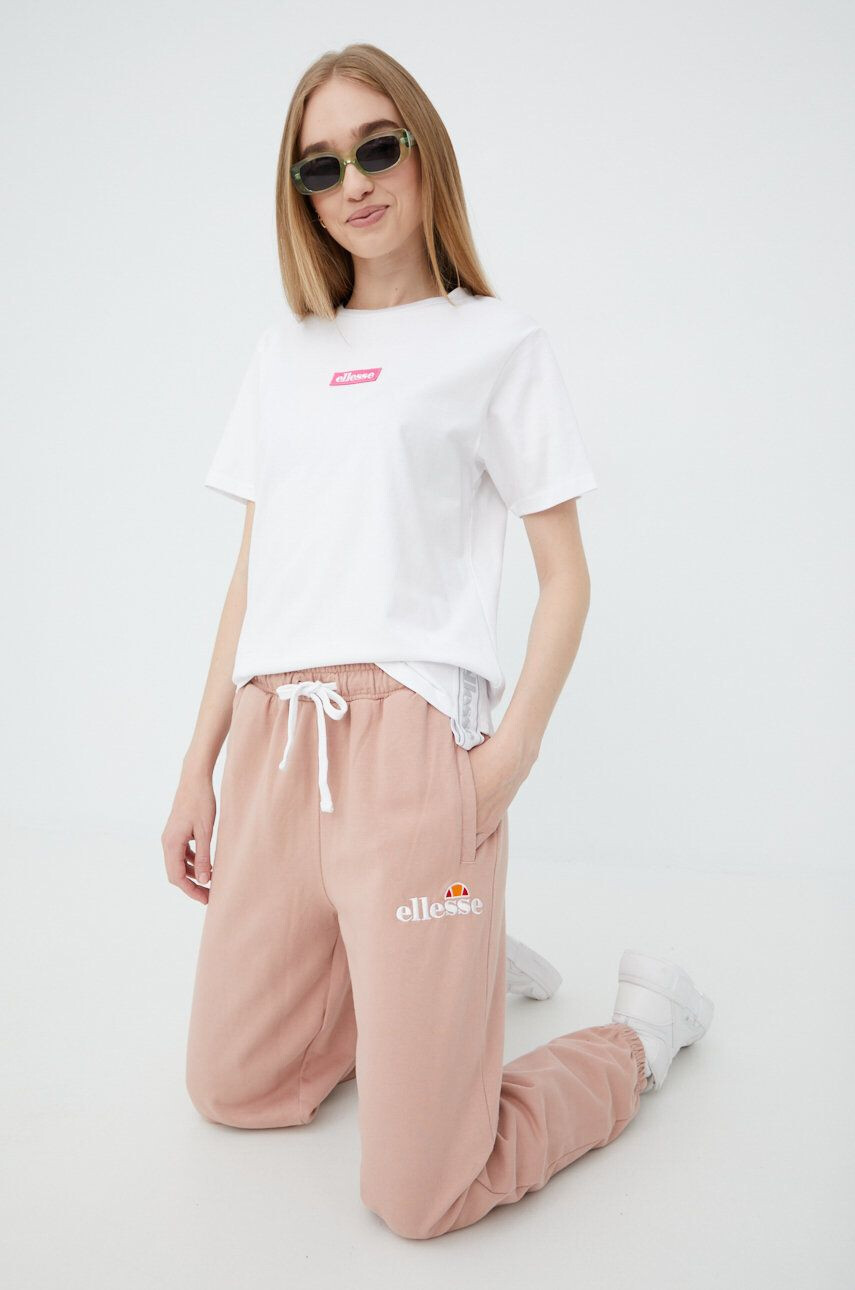 Ellesse Bavlněné tepláky růžová barva s aplikací SGM13150-BROWN - Pepit.cz