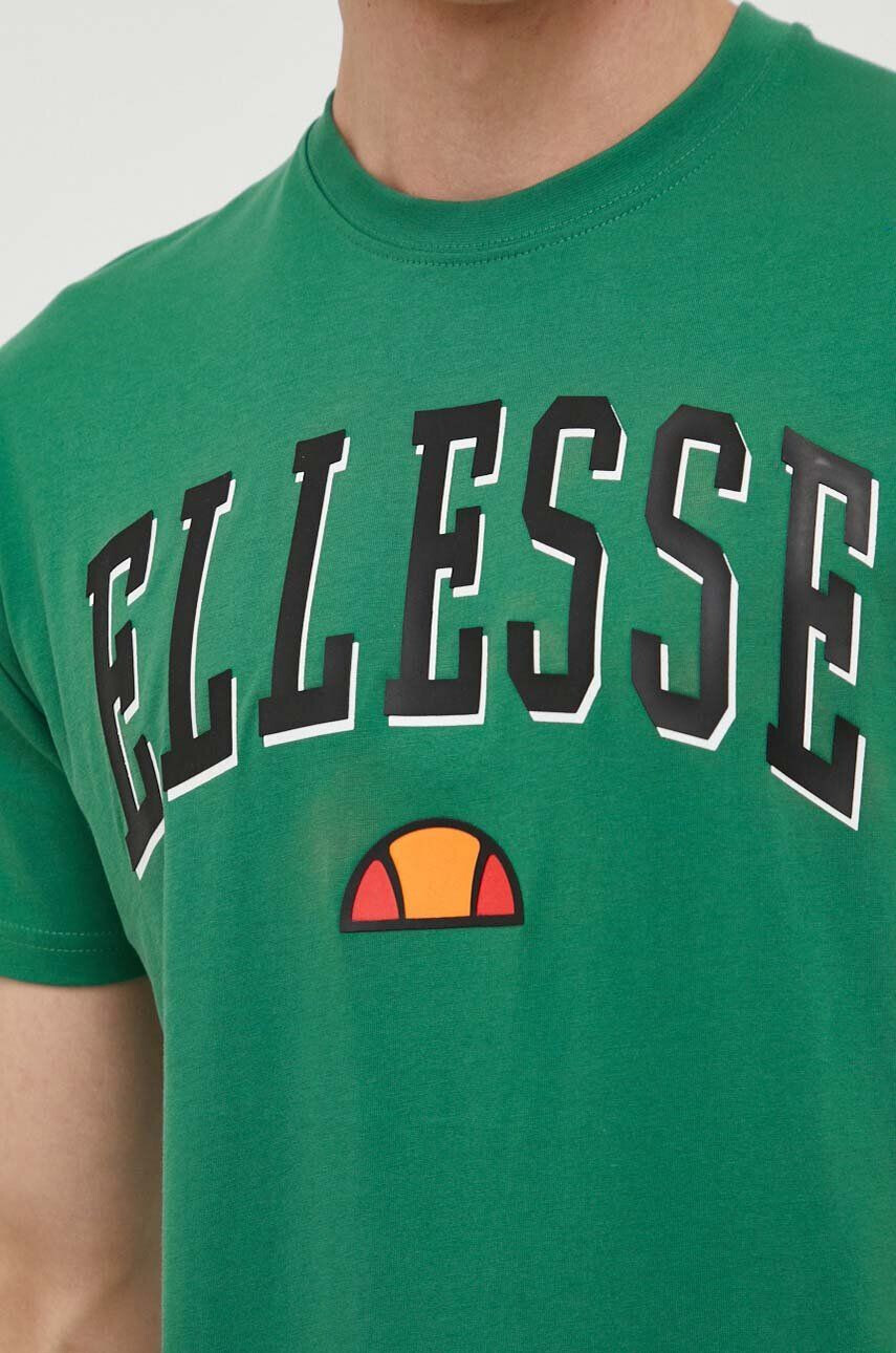 Ellesse Bavlněné tričko zelená barva s potiskem - Pepit.cz