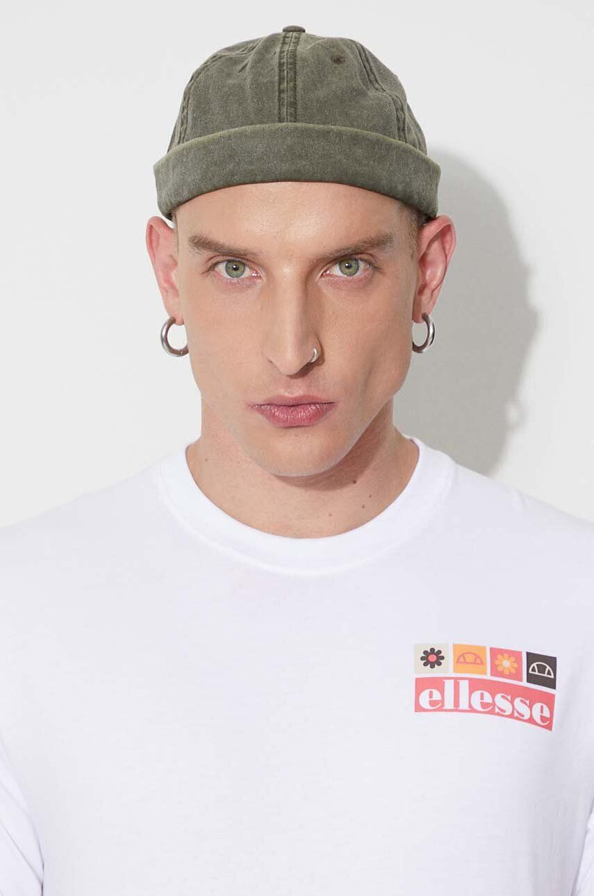 Ellesse Bavlněné tričko bílá barva s potiskem SHR17638-BEIGE - Pepit.cz