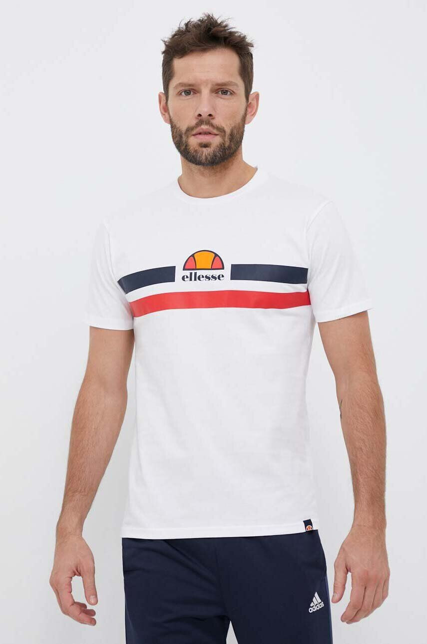 Ellesse Bavlněné tričko bílá barva s potiskem - Pepit.cz