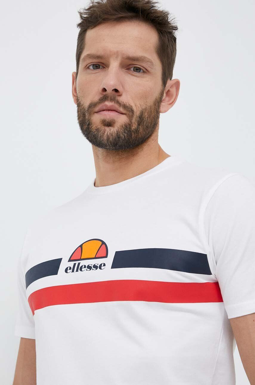 Ellesse Bavlněné tričko bílá barva s potiskem - Pepit.cz