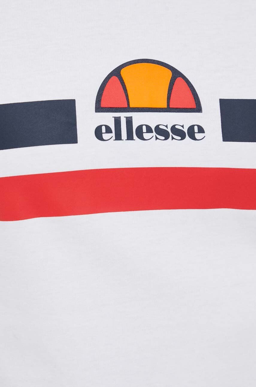 Ellesse Bavlněné tričko bílá barva s potiskem - Pepit.cz