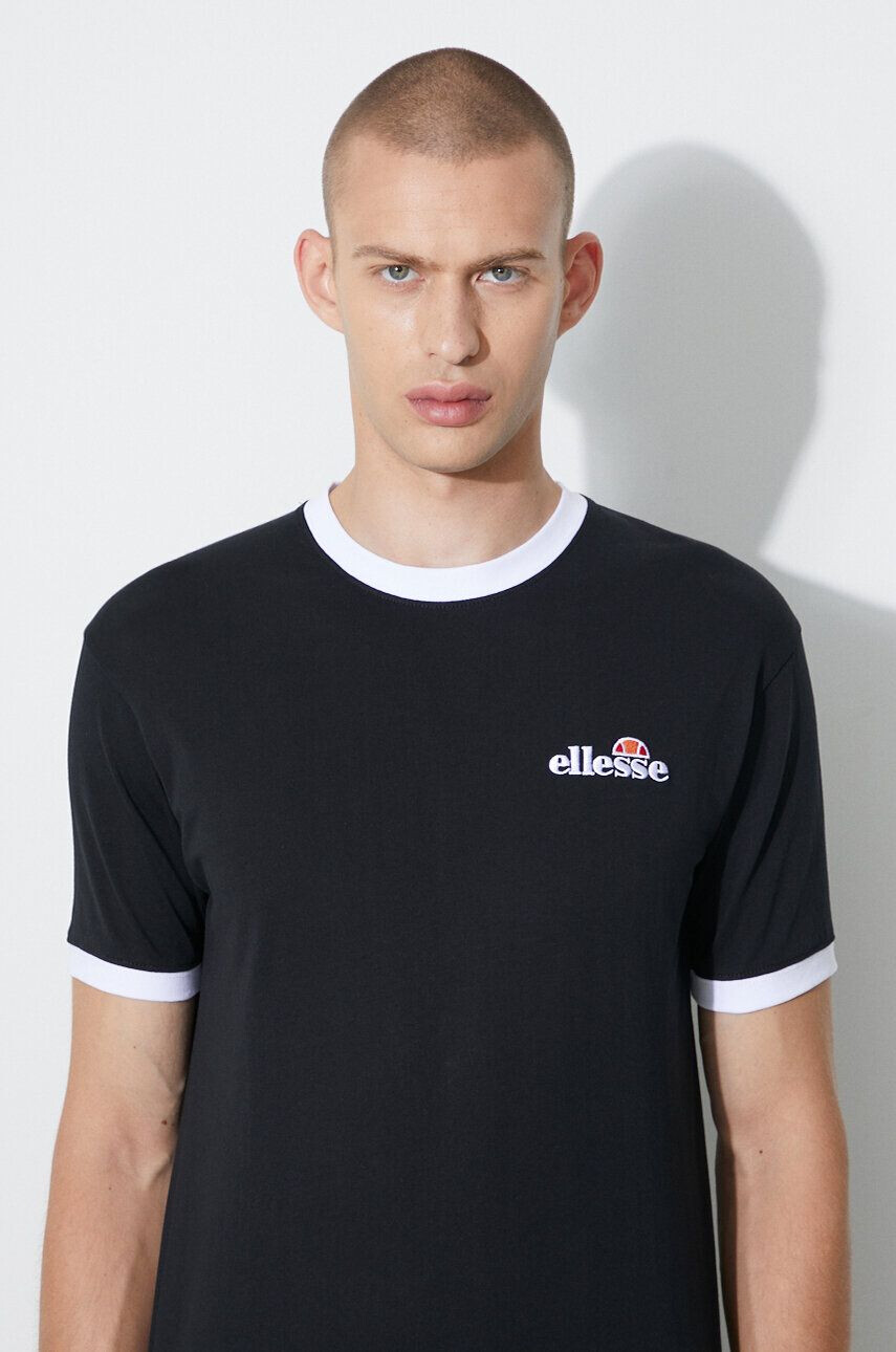 Ellesse Bavlněné tričko černá barva s aplikací SHR10164-WHITE - Pepit.cz