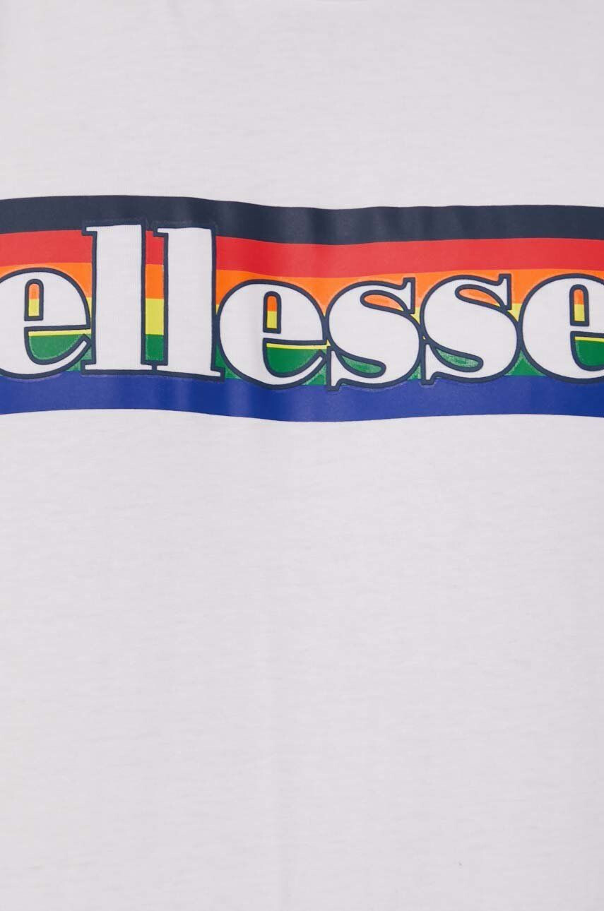 Ellesse Bavlněné tričko bílá barva s potiskem SHM13822-WHITE - Pepit.cz