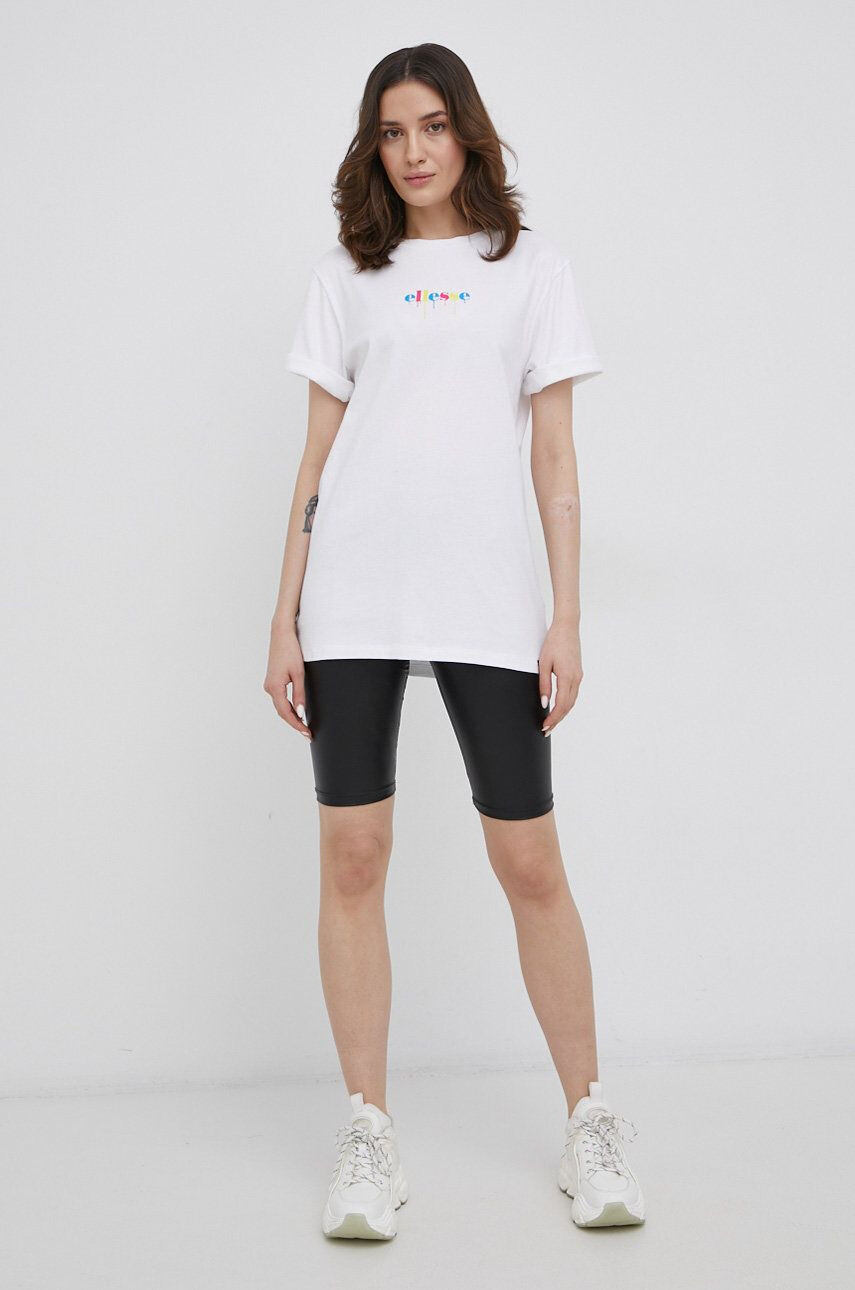 Ellesse Bavlněné tričko zelená barva s potiskem SHM13822-WHITE - Pepit.cz