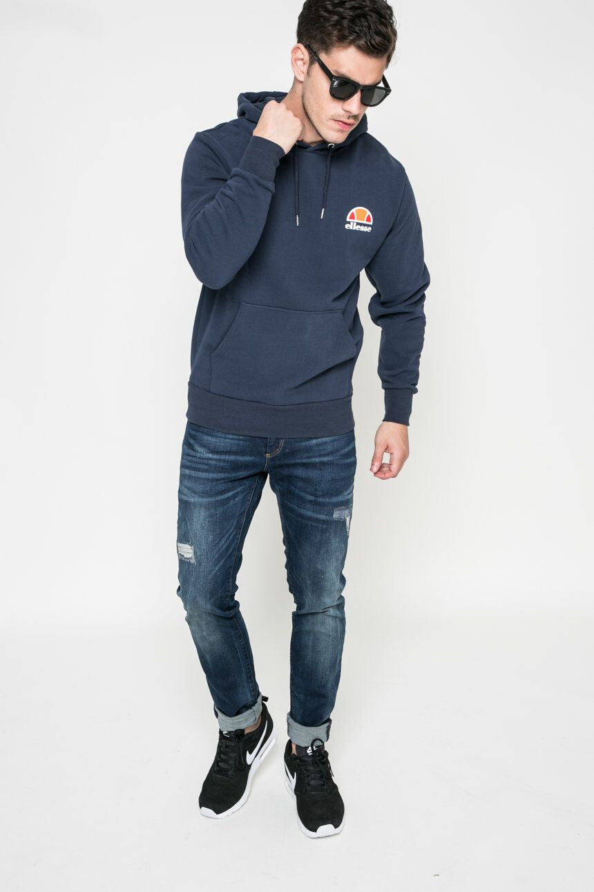 Ellesse Mikina pánská tmavomodrá barva s kapucí s potiskem shs02216-athlGREY - Pepit.cz