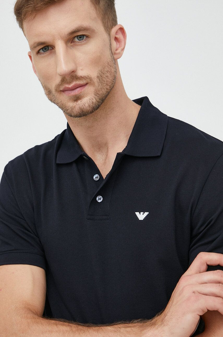 Emporio Armani Bavlněné polo tričko černá barva - Pepit.cz