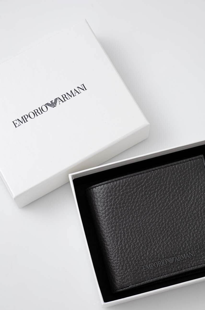 Emporio Armani Kožená peněženka černá barva - Pepit.cz