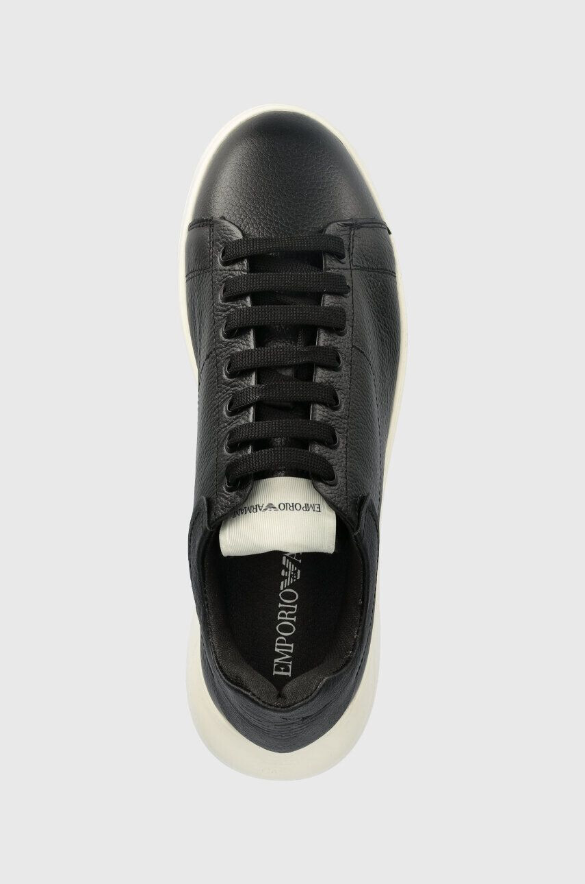 Emporio Armani Kožené sneakers boty černá barva - Pepit.cz