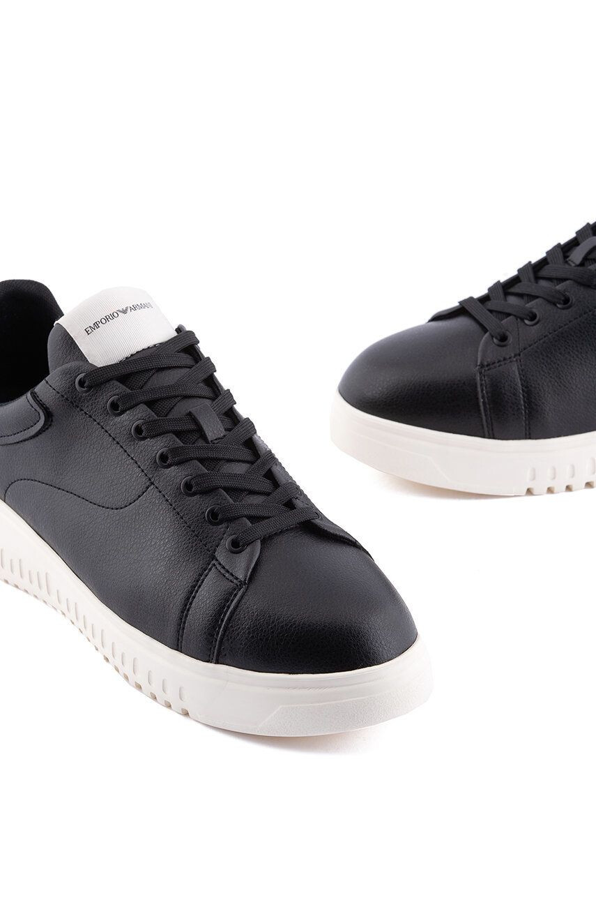 Emporio Armani Kožené sneakers boty černá barva - Pepit.cz