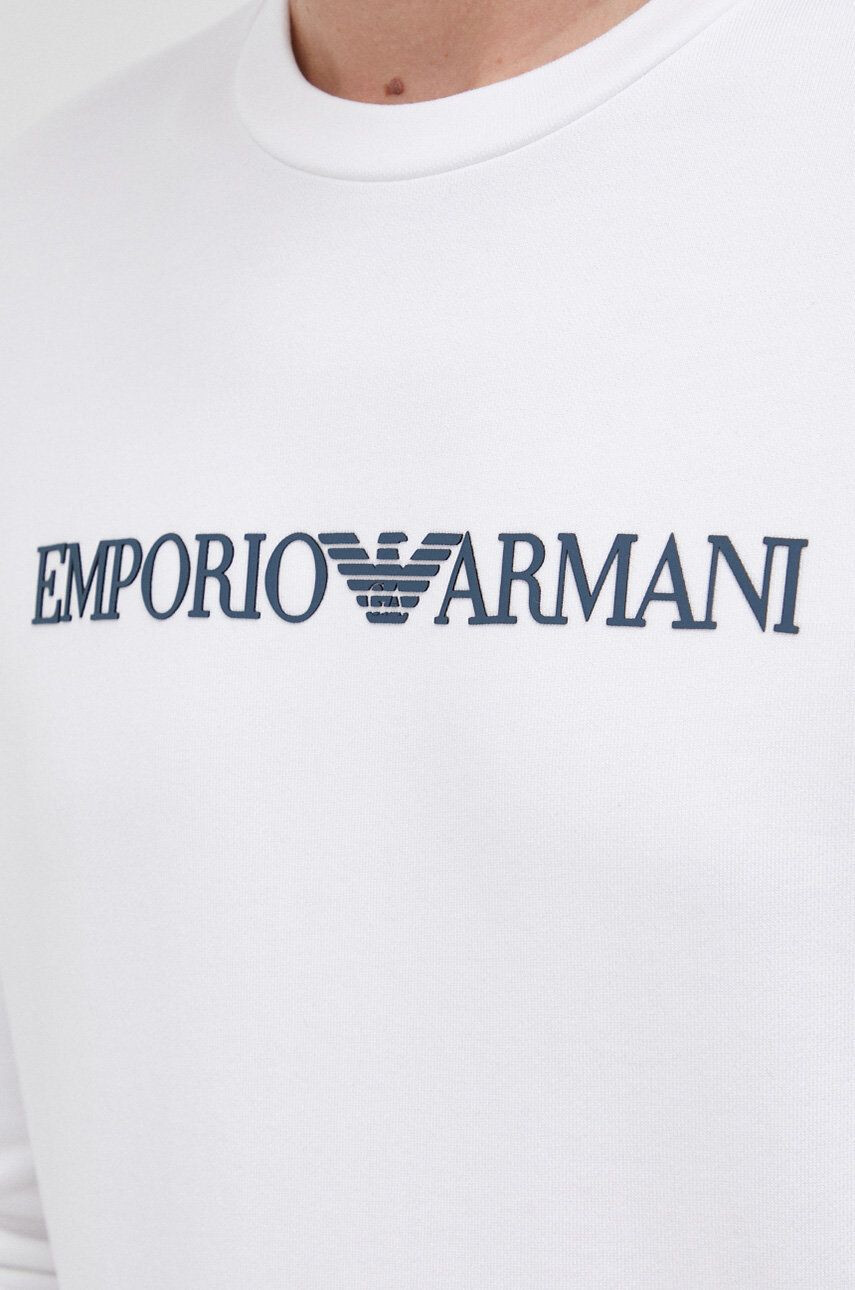 Emporio Armani Mikina pánská bílá barva s potiskem - Pepit.cz