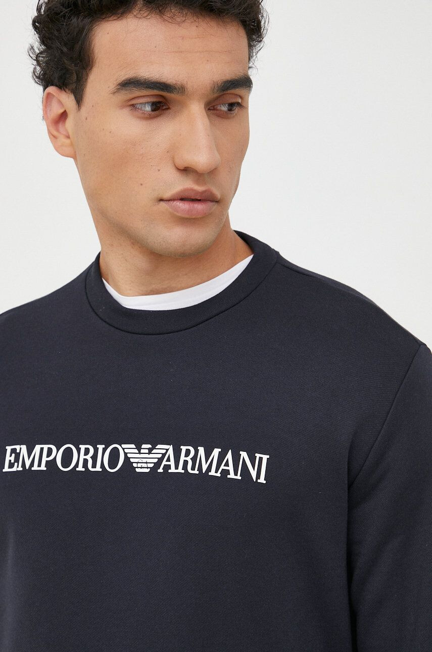 Emporio Armani Mikina pánská tmavomodrá barva s potiskem - Pepit.cz