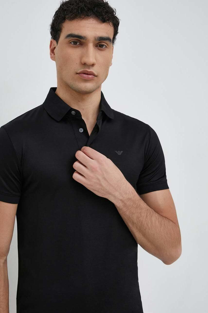 Emporio Armani Polo tričko černá barva - Pepit.cz